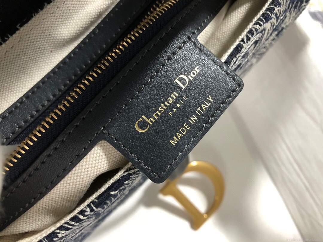 Dior M0446 Dior Saddle Bag Grey Toile de Jouy Reverse Jacquard