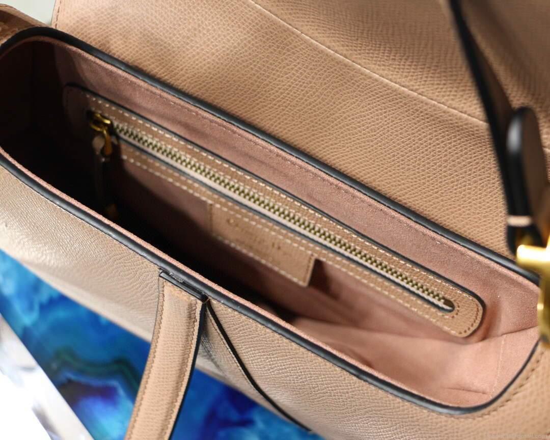 Dior M0446 Dior Saddle Bag M0447 Apricot Grained Calfskin