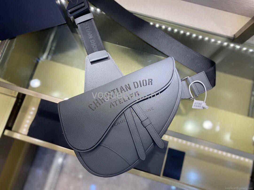 Dior M0446 Saddle Bag Dior Calfskin Bag Gray