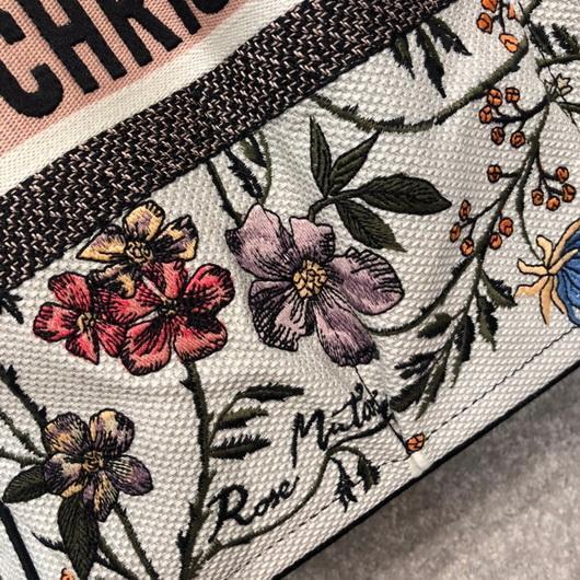 Dior M1279 Catherine Tote Bag Dior Oblique Embroidery Rosa Mutabilis