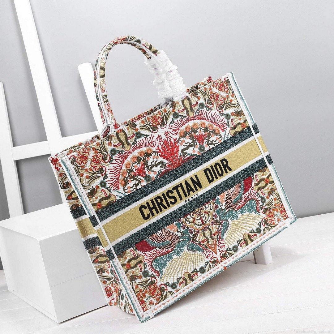 Dior M1286 Book Tote Christian Dior Multicolor Red and Green