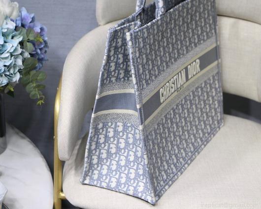 Dior M1286 Book Tote Christian Dior Shoulder Shopping Bag Gray