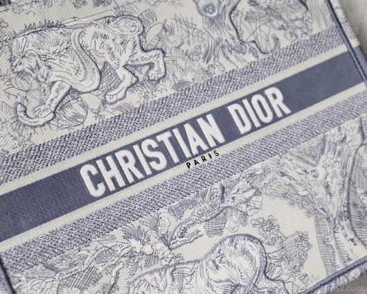 Dior M1286 Book Tote Christian Dior Shoulder Shopping Bag Lion Printer Gray