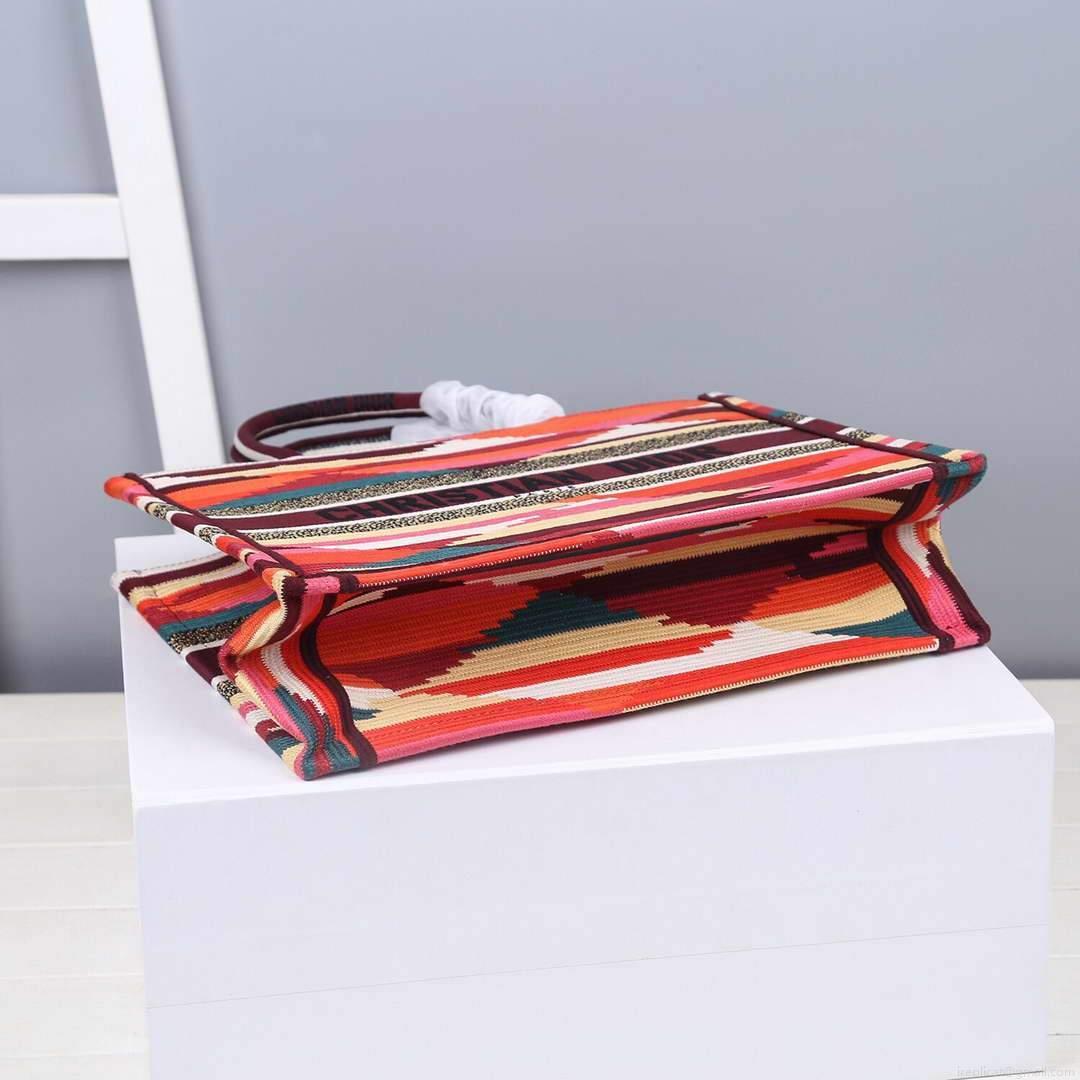 Dior M1286 DIOR Book Tote Multicolor D-Stripes Embroidery