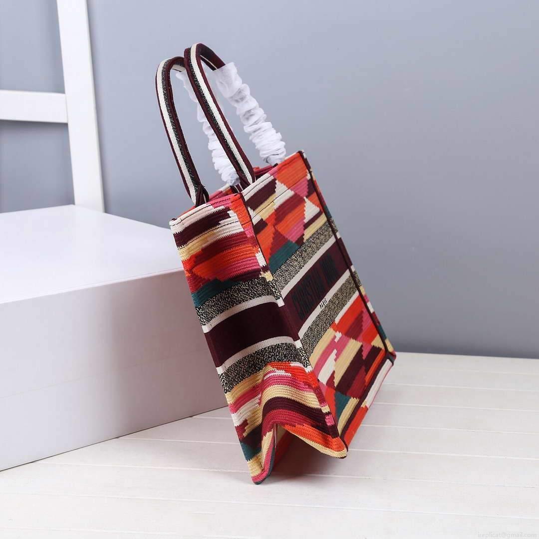 Dior M1286 DIOR Book Tote Multicolor D-Stripes Embroidery