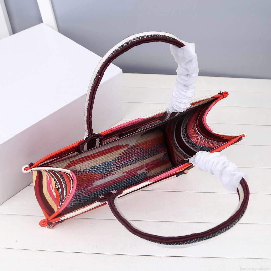 Dior M1286 DIOR Book Tote Multicolor D-Stripes Embroidery