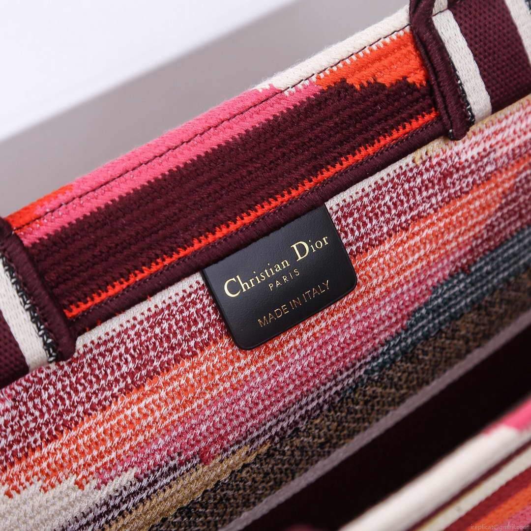 Dior M1286 DIOR Book Tote Multicolor D-Stripes Embroidery