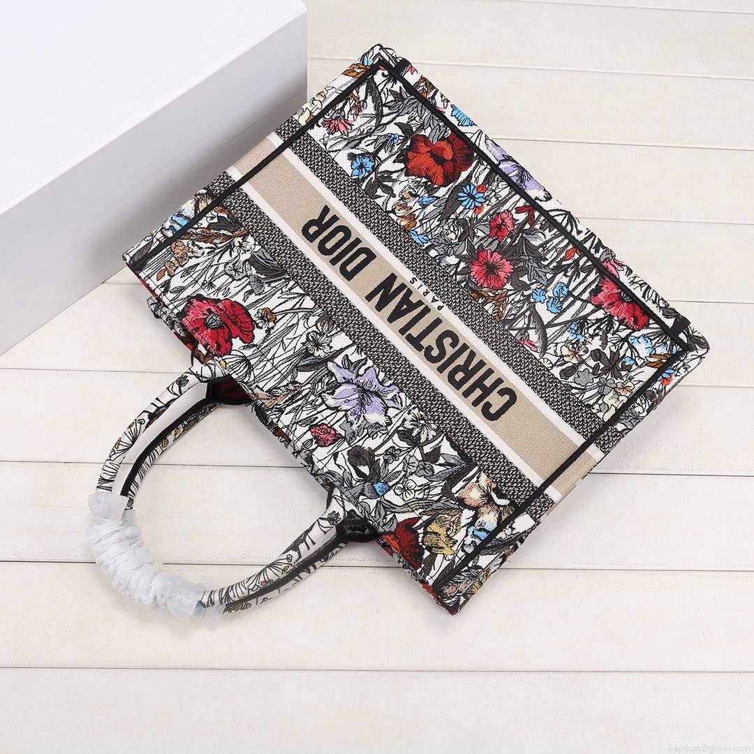 Dior M1286 Dior Book Tote Small Multicolor Flowers Embroidery