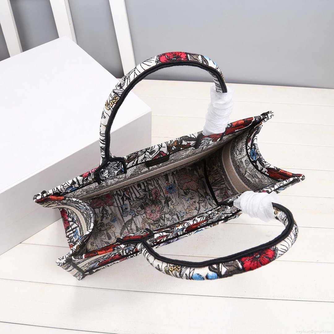 Dior M1286 Dior Book Tote Small Multicolor Flowers Embroidery