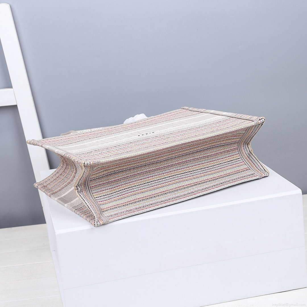 Dior M1286 Dior Book Tote small Pink D-Stripes Embroidery