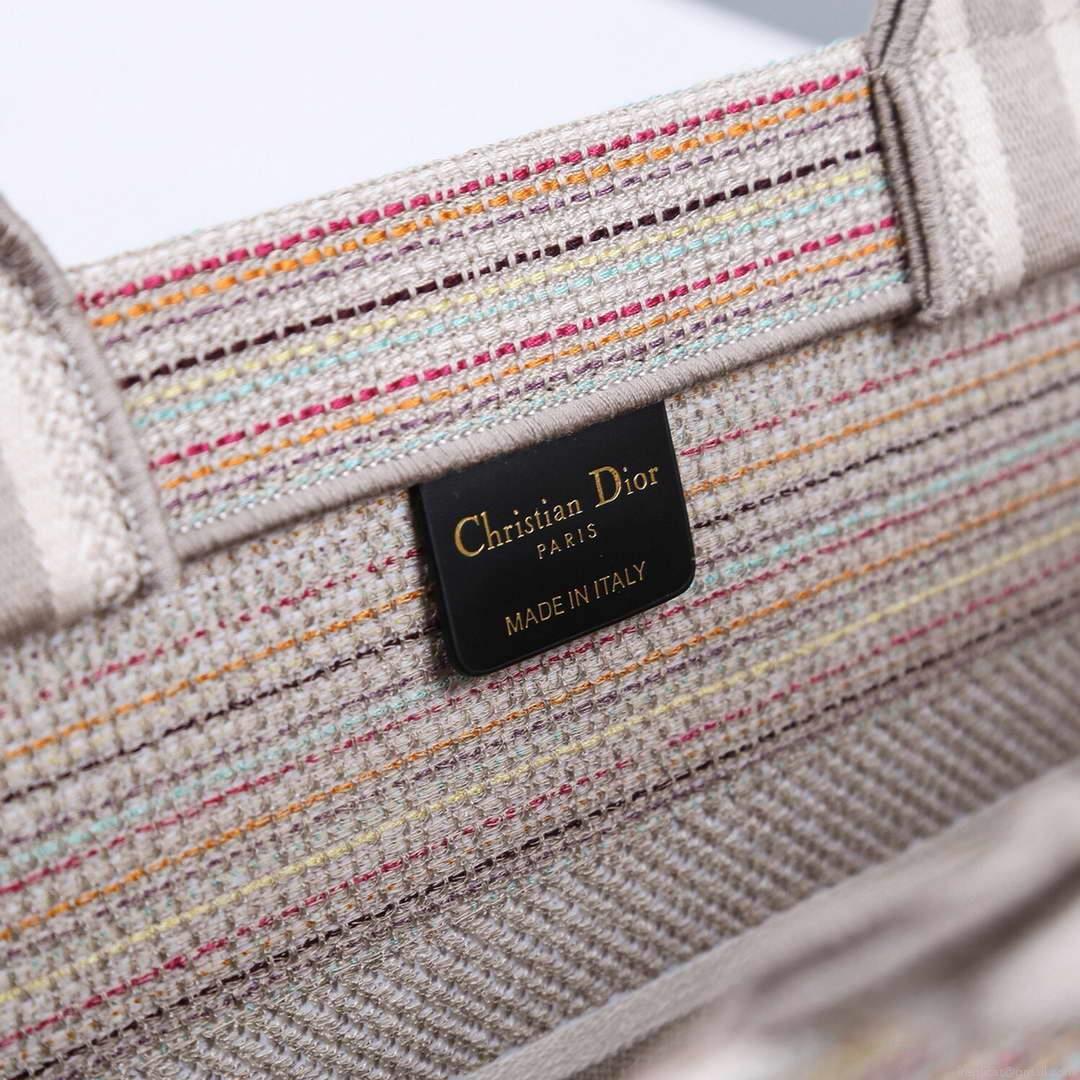 Dior M1286 Dior Book Tote small Pink D-Stripes Embroidery