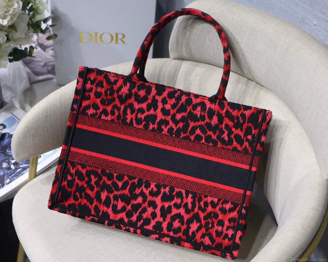Dior M1296 Small Dior Book Tote Raspberry Pop Mizza Embroidery
