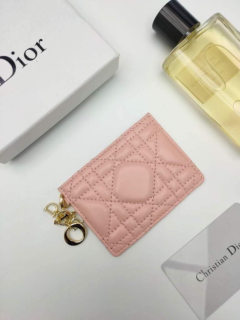 Dior S0126 Dioramour Lady Dior card holder Patent Cannage Calfskin Pink