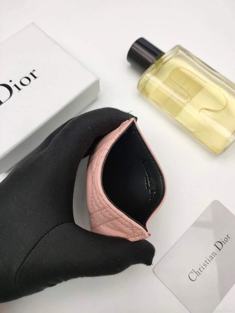 Dior S0126 Dioramour Lady Dior card holder Patent Cannage Calfskin Pink