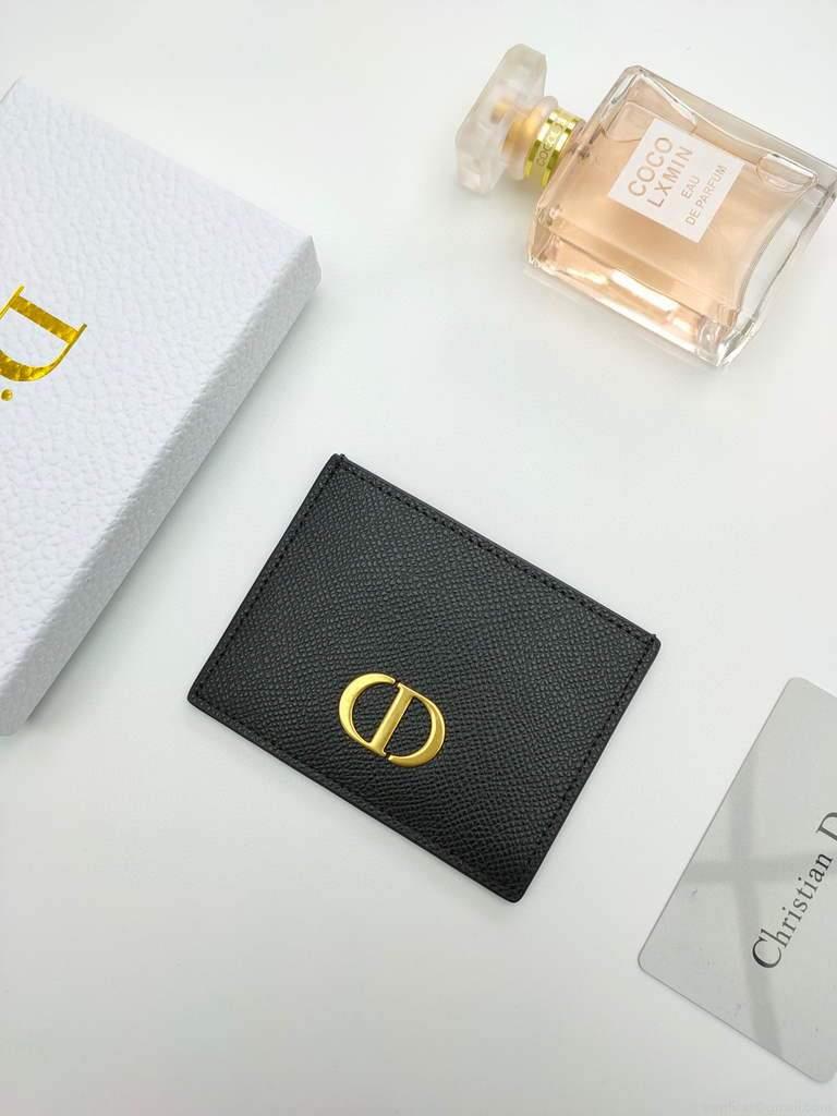 Dior S2098 Wallet 30 Montaigne card holder M928 Black Grained Calfskin