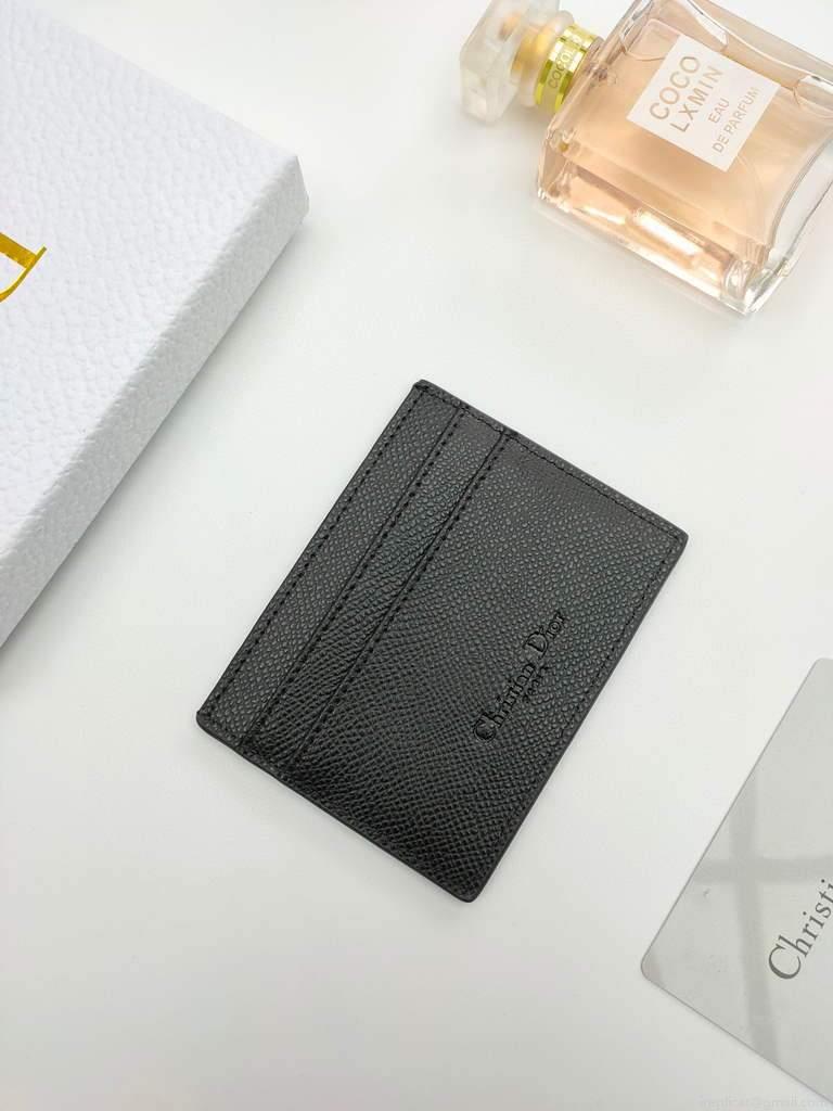 Dior S2098 Wallet 30 Montaigne card holder M928 Black Grained Calfskin