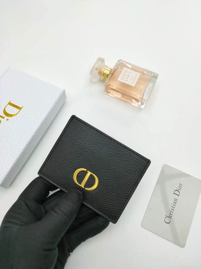 Dior S2098 Wallet 30 Montaigne card holder M928 Black Grained Calfskin