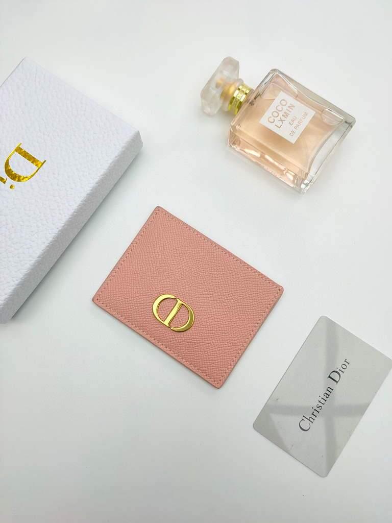 Dior S2098 Wallet 30 Montaigne card holder M928 Pink Grained Calfskin