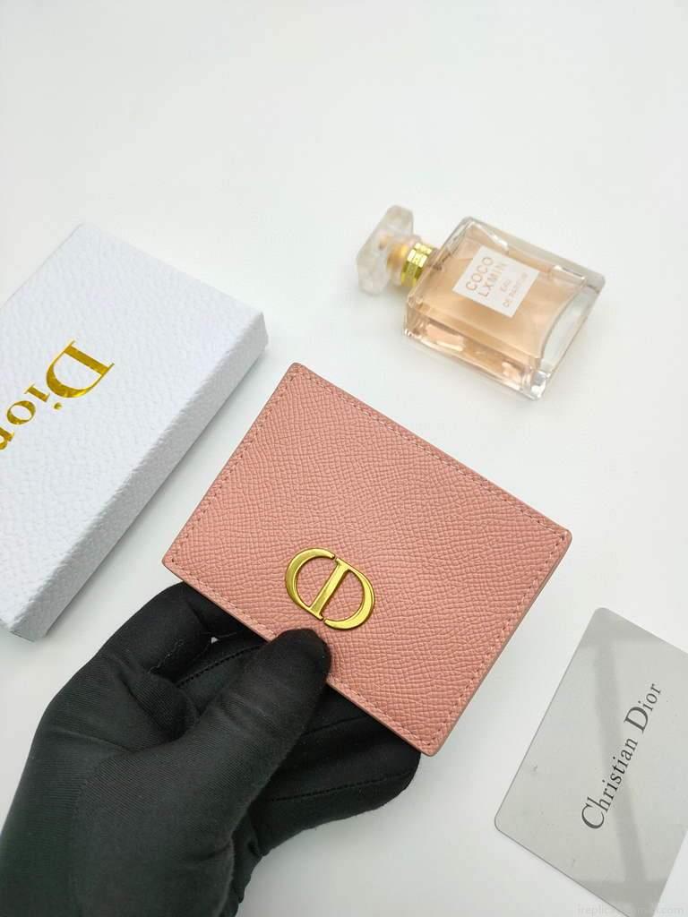 Dior S2098 Wallet 30 Montaigne card holder M928 Pink Grained Calfskin