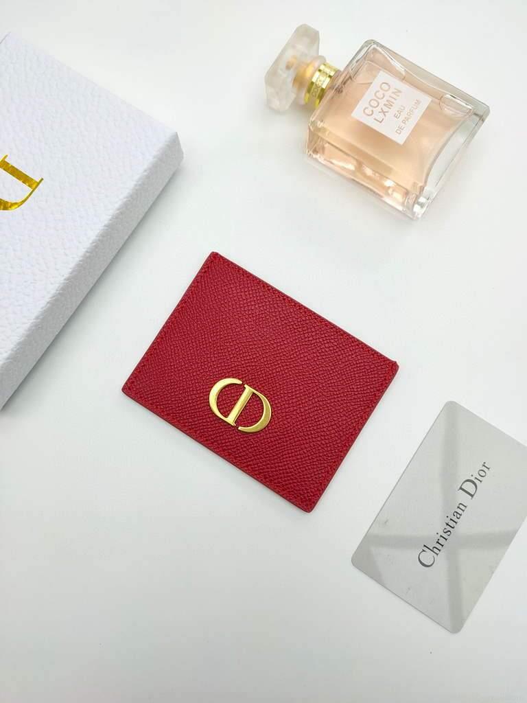 Dior S2098 Wallet 30 Montaigne card holder M928 Red Grained Calfskin