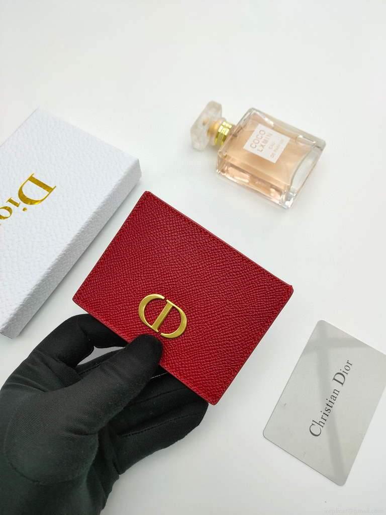 Dior S2098 Wallet 30 Montaigne card holder M928 Red Grained Calfskin