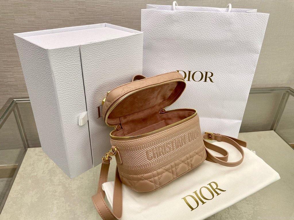 Dior S5488 Small Diortravel Vanity Case Lambskin Apircot