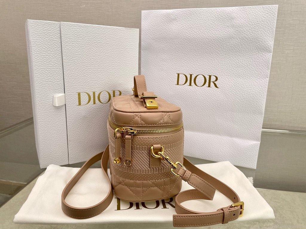Dior S5488 Small Diortravel Vanity Case Lambskin Apircot