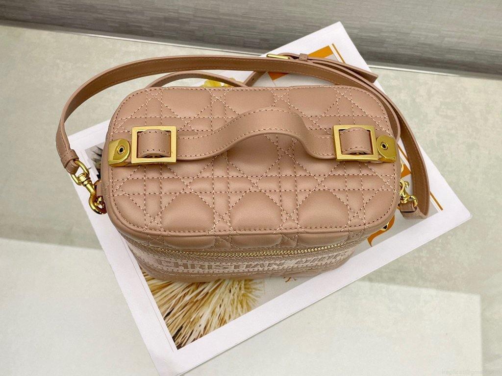 Dior S5488 Small Diortravel Vanity Case Lambskin Apircot