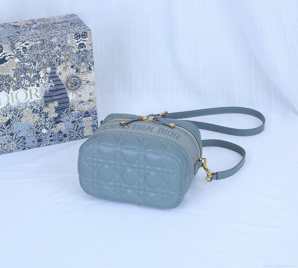 Dior S5488 Small Diortravel Vanity Case Lambskin Blue