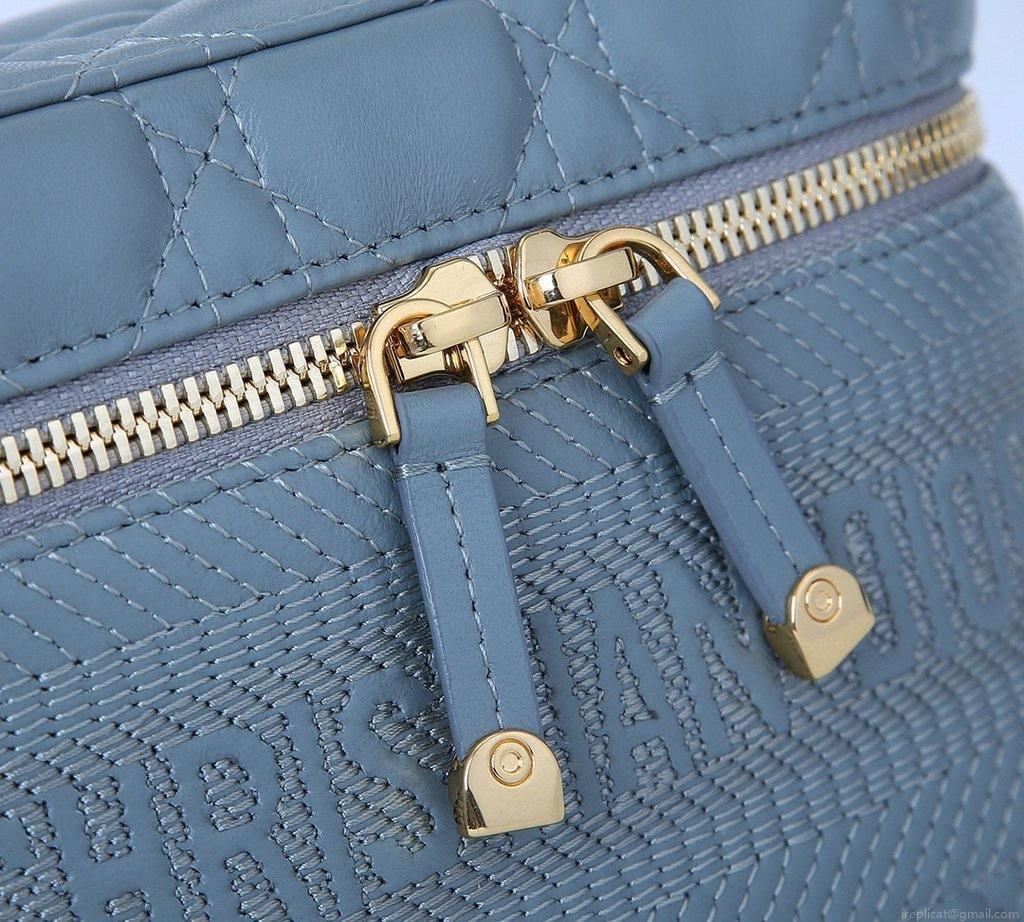 Dior S5488 Small Diortravel Vanity Case Lambskin Blue