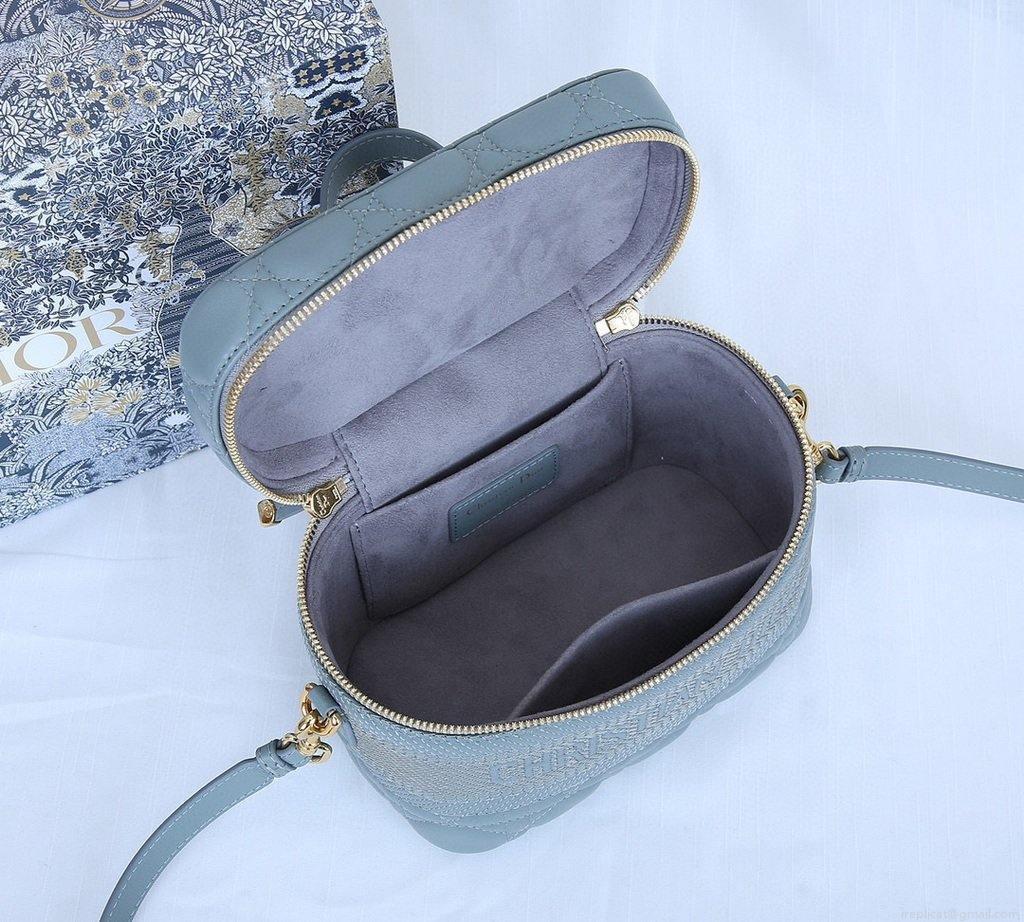 Dior S5488 Small Diortravel Vanity Case Lambskin Blue