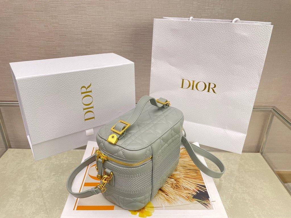 Dior S5488 Small Diortravel Vanity Case Lambskin Gray