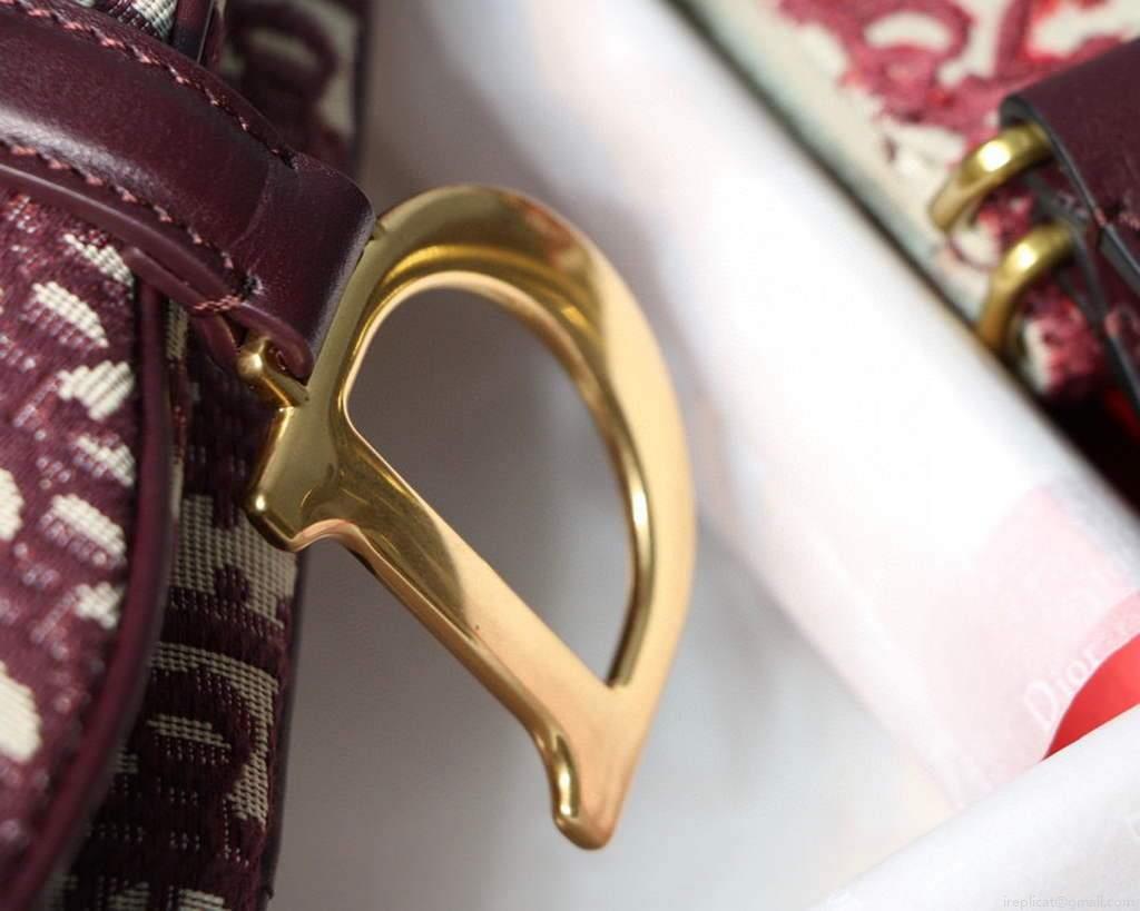 Dior M0446 Dior Saddle Bag Burgundy Dior Oblique Jacquard