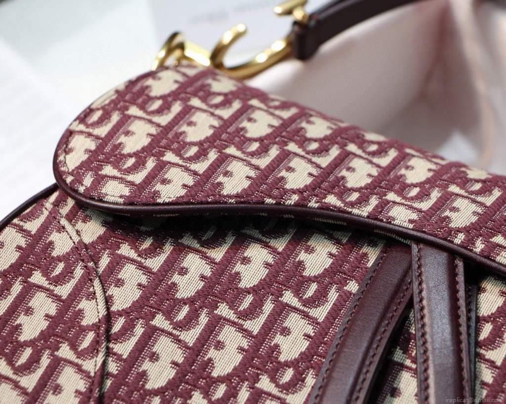 Dior M0446 Dior Saddle Bag Burgundy Dior Oblique Jacquard