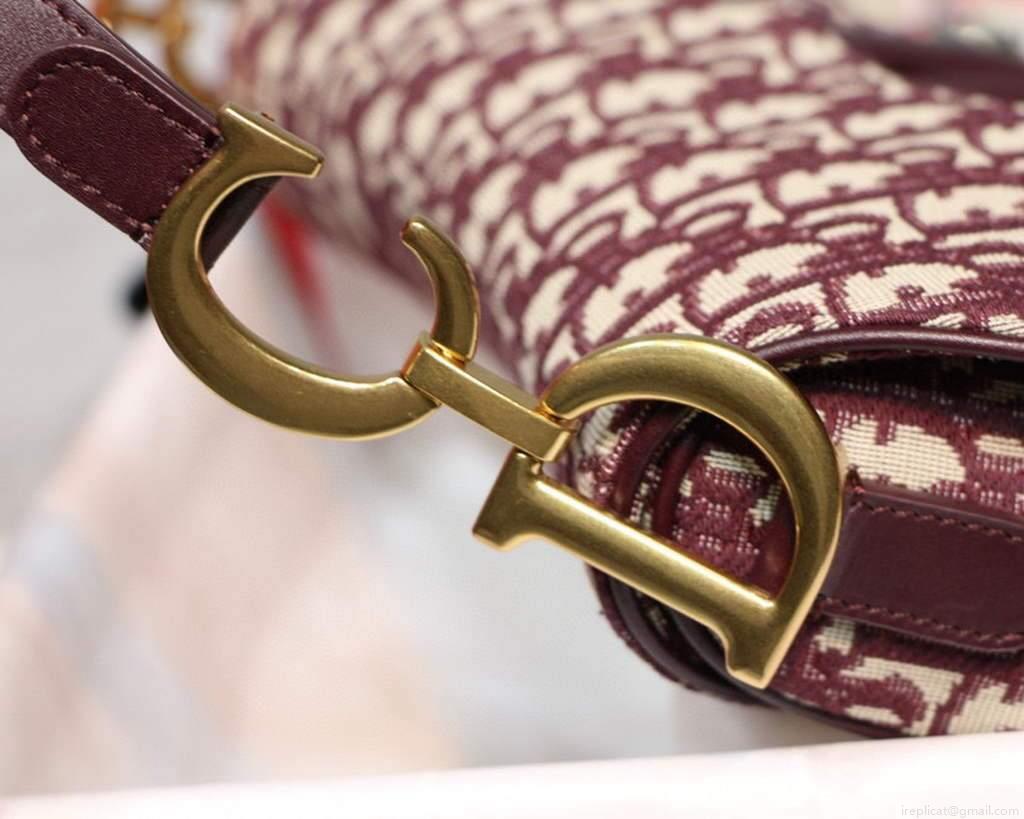 Dior M0446 Dior Saddle Bag Burgundy Dior Oblique Jacquard