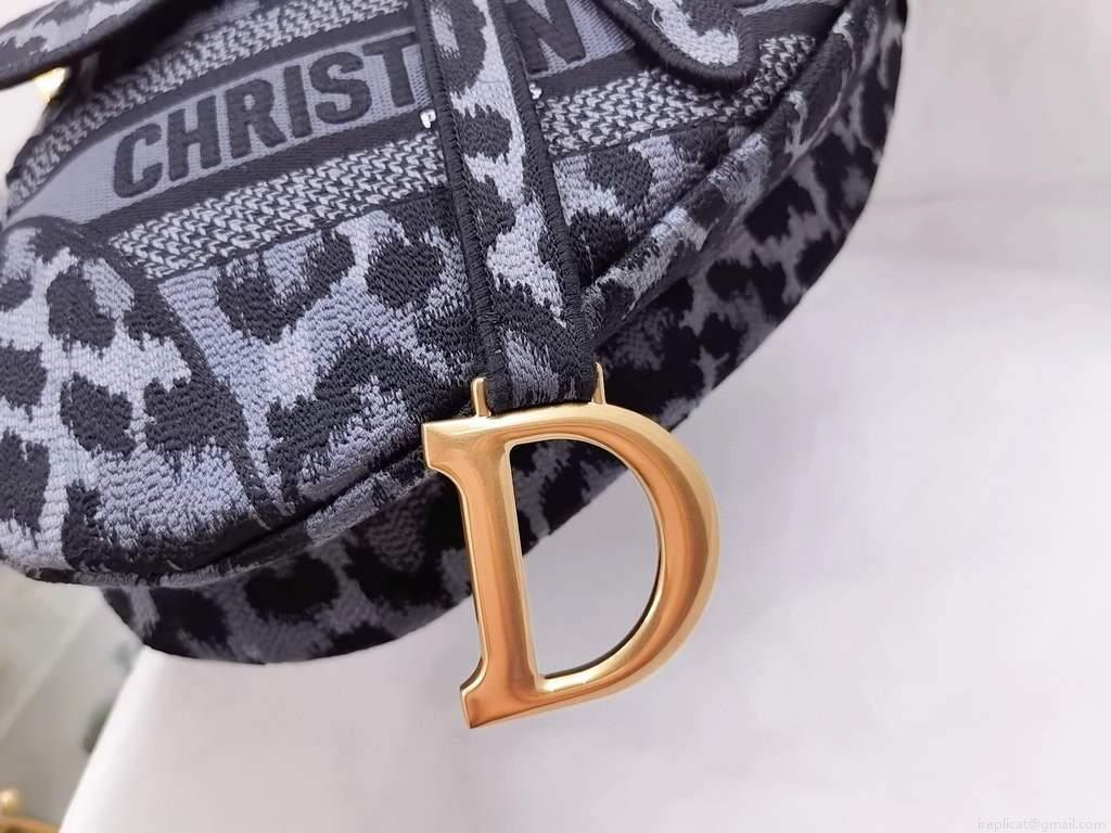 Dior M0446 Dior Saddle Bag Gray Multicolor Mizza Embroidery
