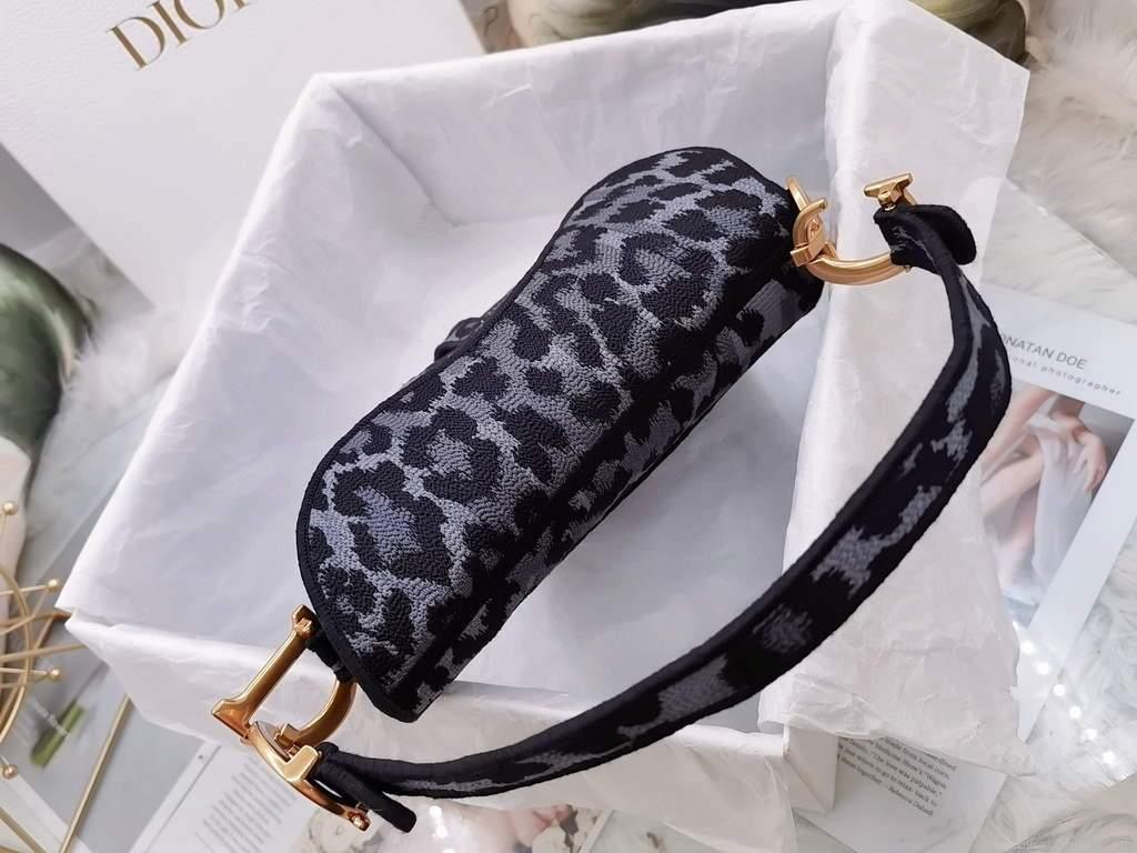 Dior M0446 Dior Saddle Bag Gray Multicolor Mizza Embroidery