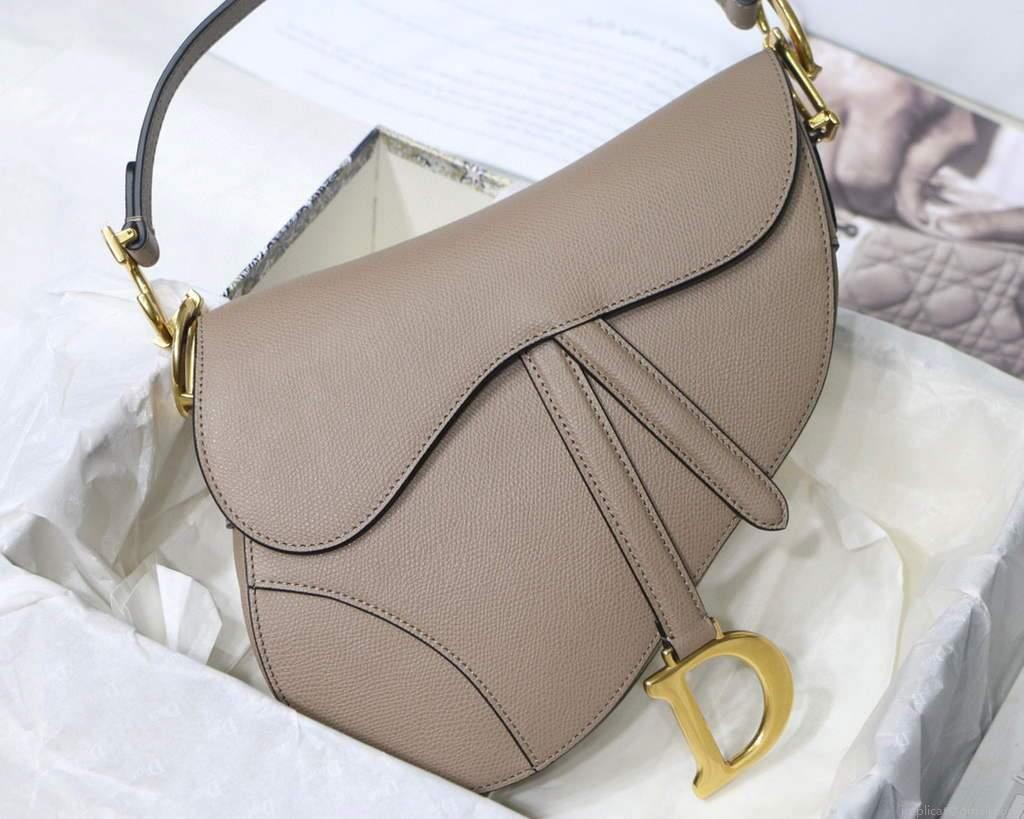 Dior M0446 Dior Saddle Bag Grey Grained Calfskin