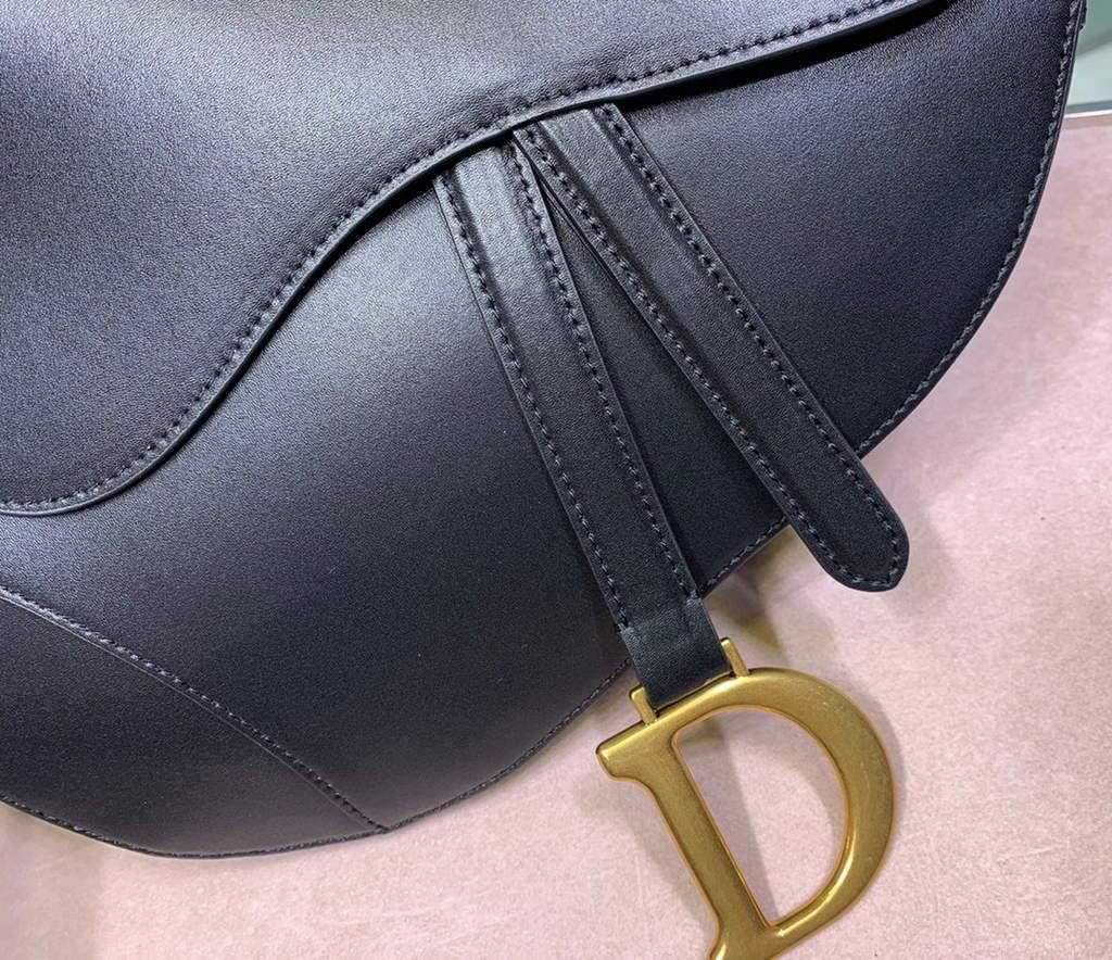 Dior M0446 Dior Saddle Bag M0447 Black Goatskin Gold Hardware