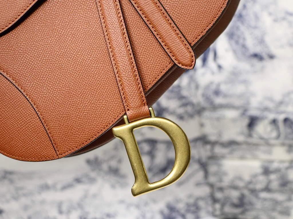 Dior M0446 Dior Saddle Bag M0447 Brown Grained Calfskin