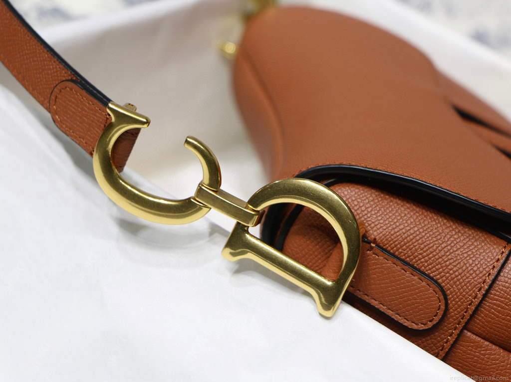 Dior M0446 Dior Saddle Bag M0447 Brown Grained Calfskin
