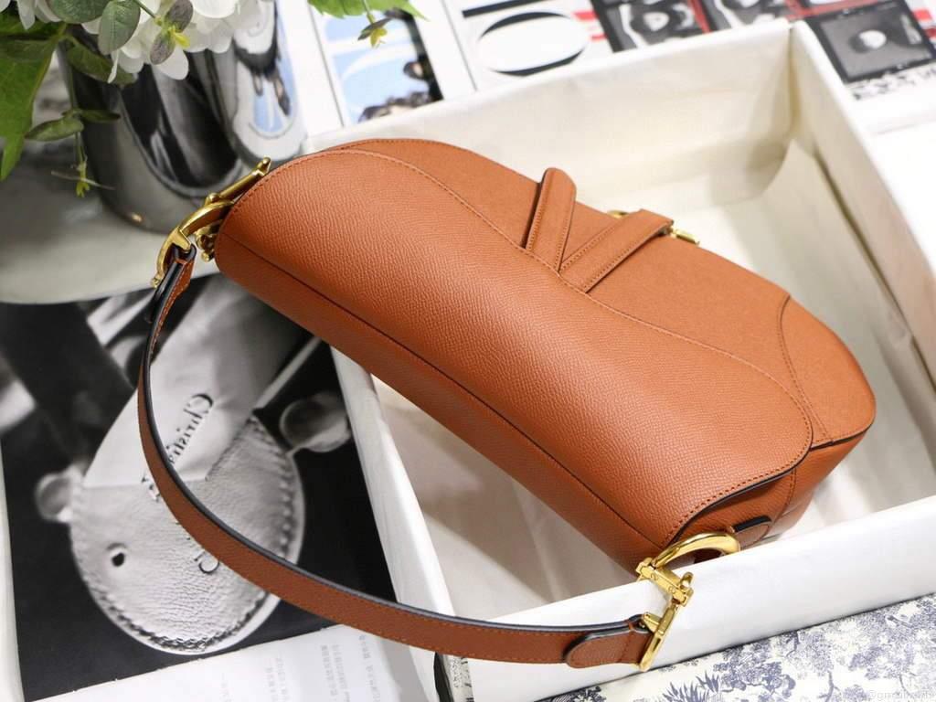 Dior M0446 Dior Saddle Bag M0447 Brown Grained Calfskin
