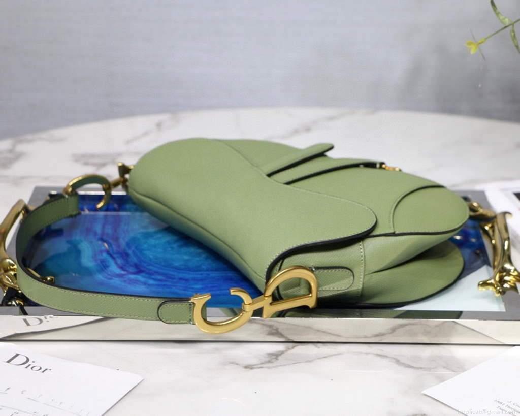 Dior M0446 Dior Saddle Bag M0447 Light Green Grained Calfskin