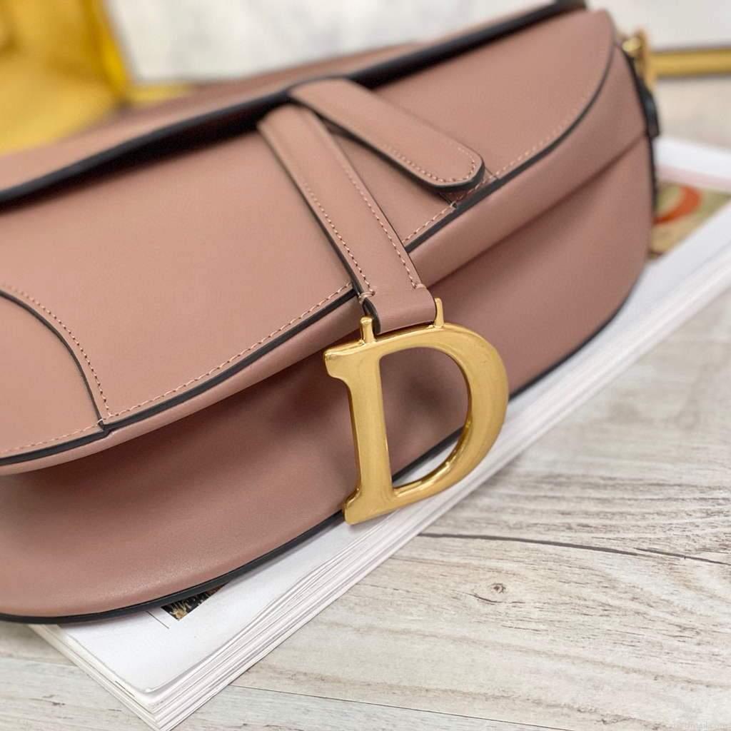Dior M0446 Dior Saddle Bag M0447 Light Pink Goatskin Gold Hardware