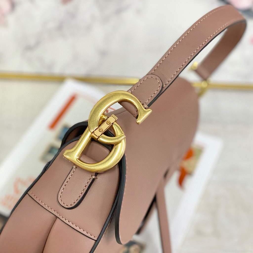 Dior M0446 Dior Saddle Bag M0447 Light Pink Goatskin Gold Hardware