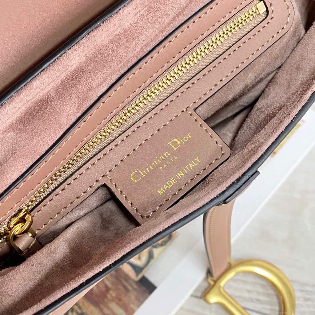 Dior M0446 Dior Saddle Bag M0447 Light Pink Goatskin Gold Hardware
