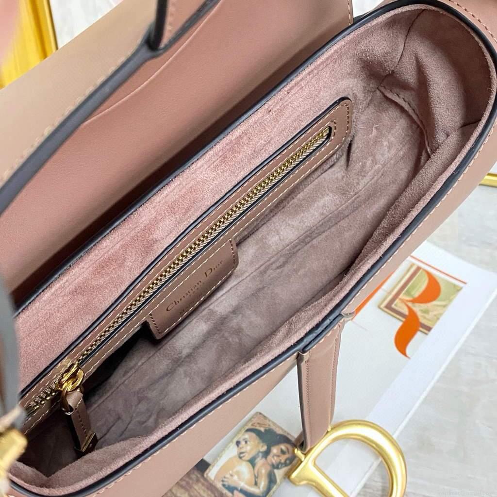 Dior M0446 Dior Saddle Bag M0447 Light Pink Goatskin Gold Hardware
