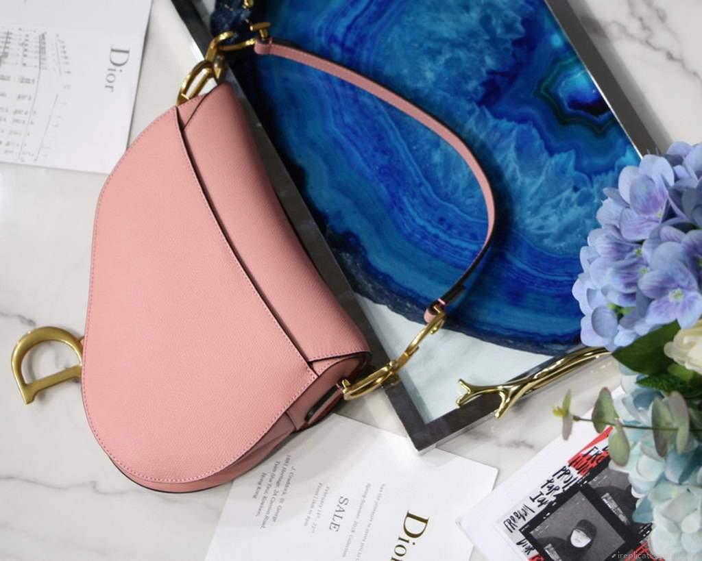 Dior M0446 Dior Saddle Bag M0447 Pink Grained Calfskin