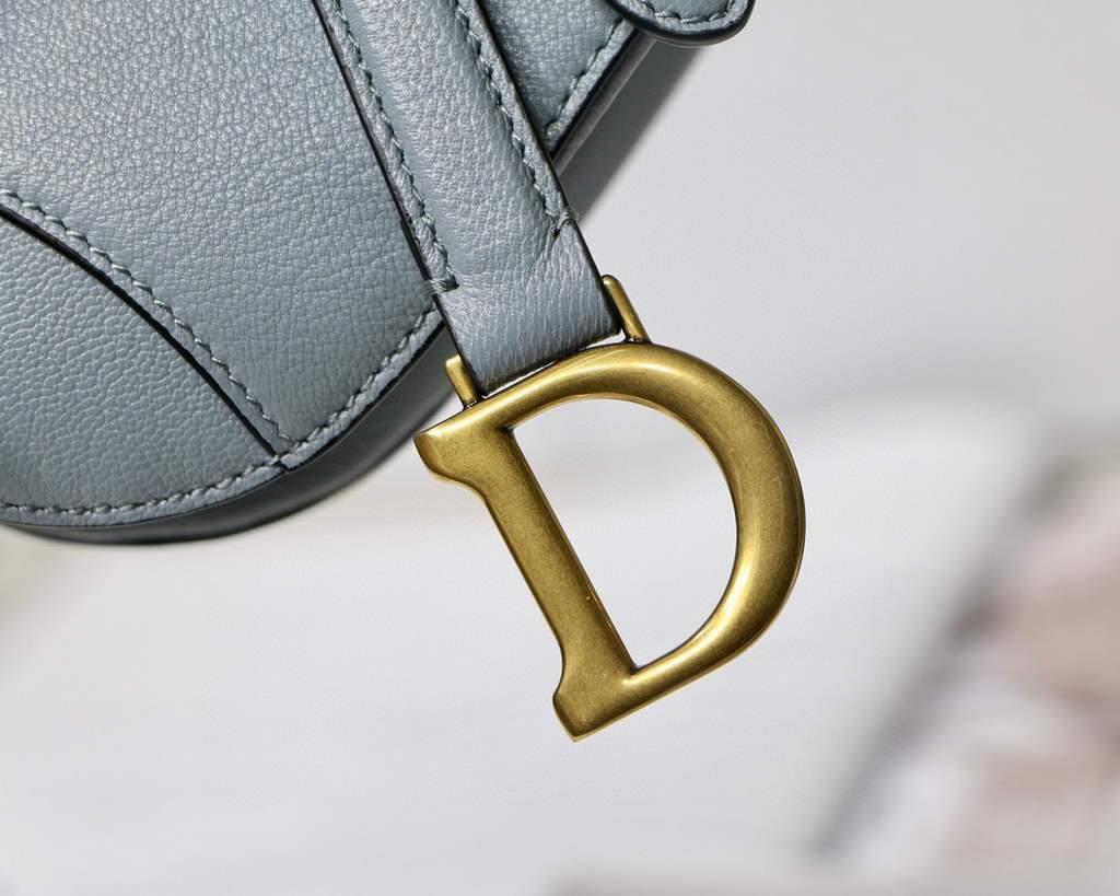 Dior M6008 Bag Saddle Super Mini Bag Cowhide Leather Light Blue