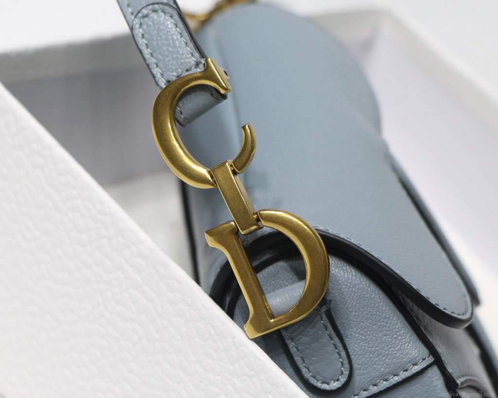 Dior M6008 Bag Saddle Super Mini Bag Cowhide Leather Light Blue